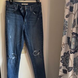 Levi's Dark Blue Ripped Skinny Jeans